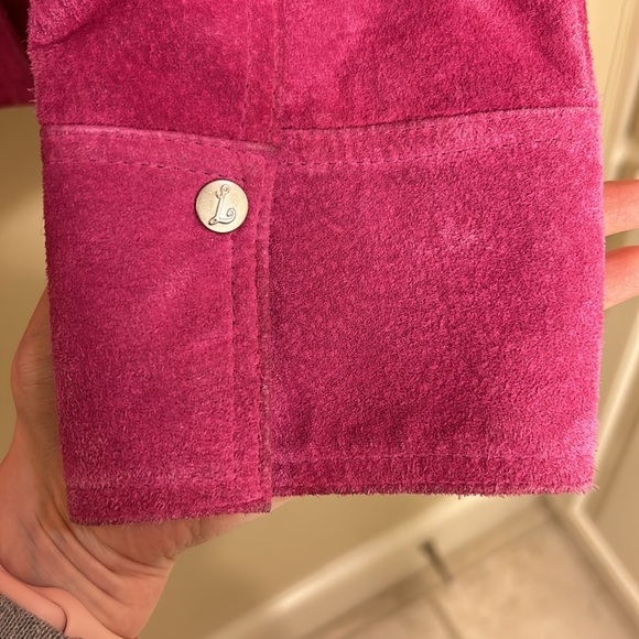 Vintage leather suede button up pink Barbie jacket Y2K - Picture 7 of 9